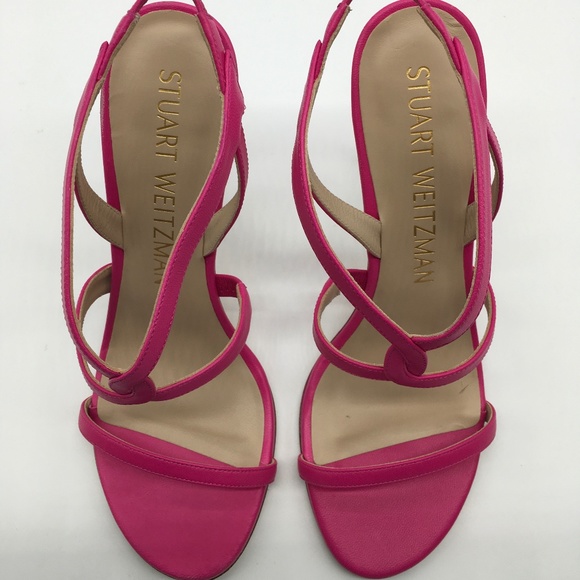 Stuart Weiztman Soiree 100 Sandal  Magenta Smooth SIZE 8.5 - Picture 6 of 9